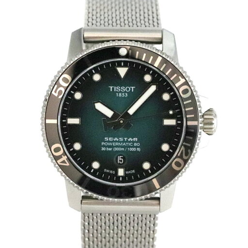 ティソ TISSOT T120.407.11.091.00 シースター1000パワーマチック80 ダイバーズウォッチ 腕時計 グリーン メンズ【中古】 ティソ TISSOT T120.407.11.091.00 シースター1000パワーマチック80 ダイバーズウォッチ 腕時計 グリーン メンズ【中古】