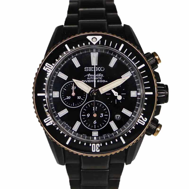 セイコー Seiko SAEK015 8R39-00B0 ブライツアナンタ メンズ 自動巻き オートマチック クロノグラフ 腕時計 ブラック 【中古】