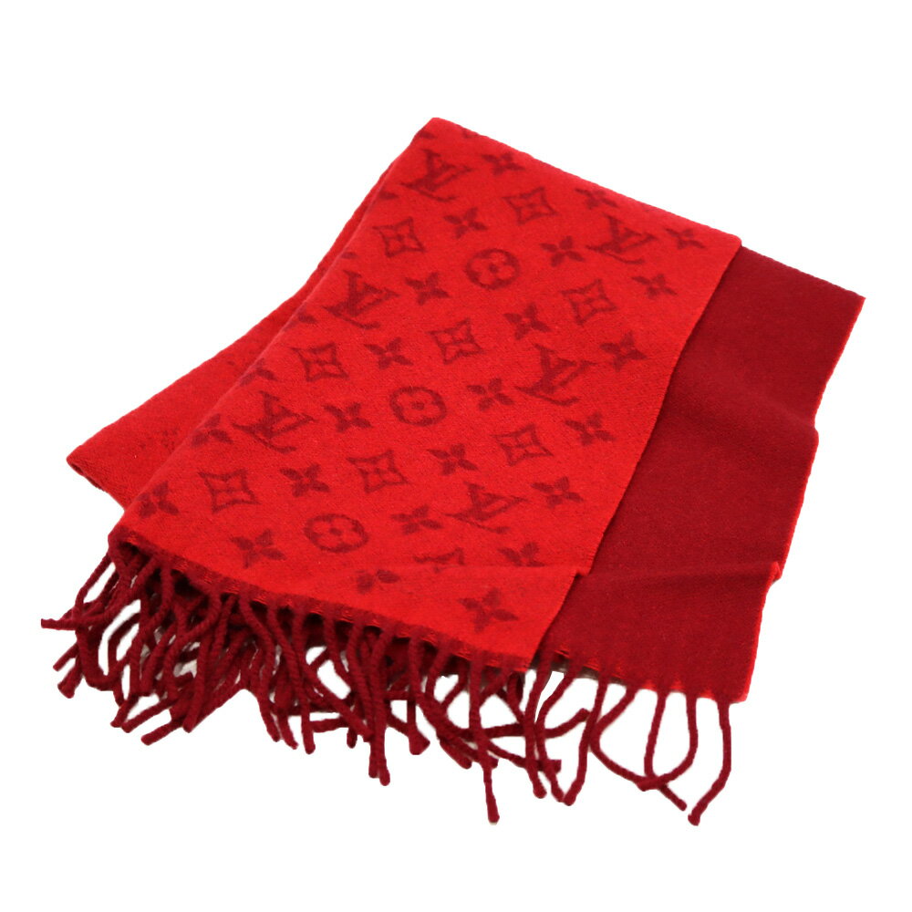 ルイヴィトン Louis vuitton M71217 エシャルプ・モノグラム グラディエント レッド ウール カシミヤ【..