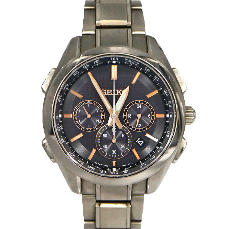 セイコー Seiko SAGA199 8B92-0AA0 ブライツ フライトエキスパート メンズ ソーラー 電波 腕時計 ブラック 【中古】