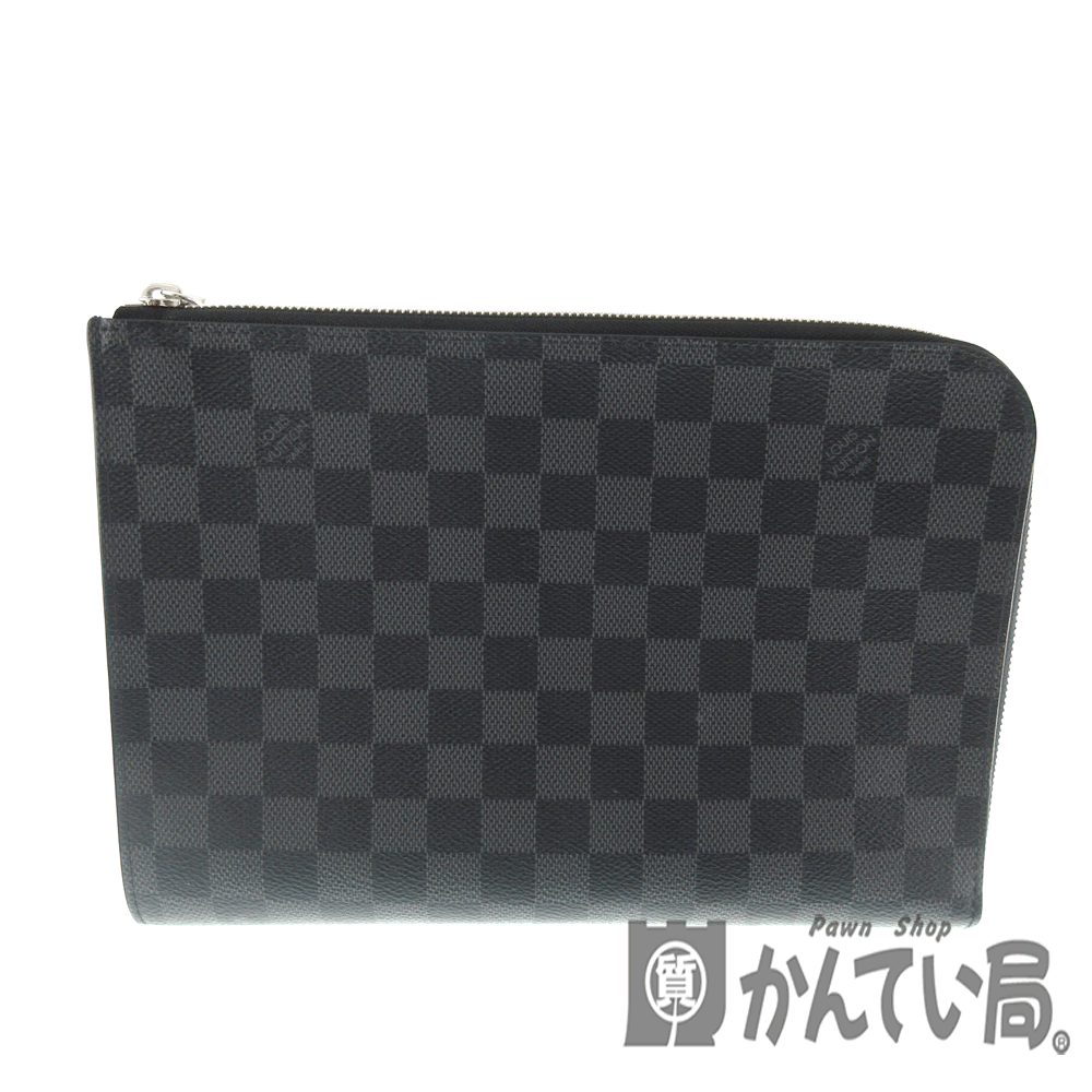 LOUIS VUITTON【ルイヴィトン】N60113『ポシェット・ジュールPM』 セカンドバッグ　クラッチバッグ　ハンドバッグ　バッグインバッグ　鞄　ダミエキャンバス/グラフィット(グレー系)【中古】USED-A【8】k20-5143　質屋　かんてい局春日井店