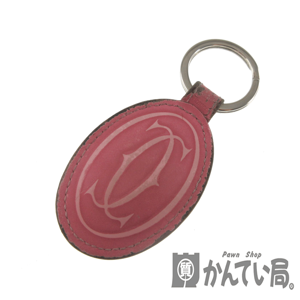 Cartier【カルティエ】L3000952『キーリング』 キーホルダー　ハッピーバースデー　レザー/ピンク系【中古】USED-B【6】k20-4827　質屋　かんてい局春日井店
