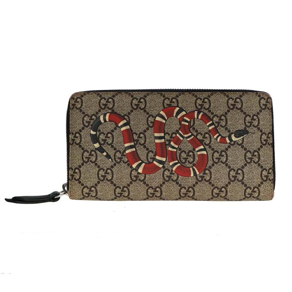 グッチ Gucci 451273 スネークプリント ジップアラウンドウォレット GGスプリーム【中古】