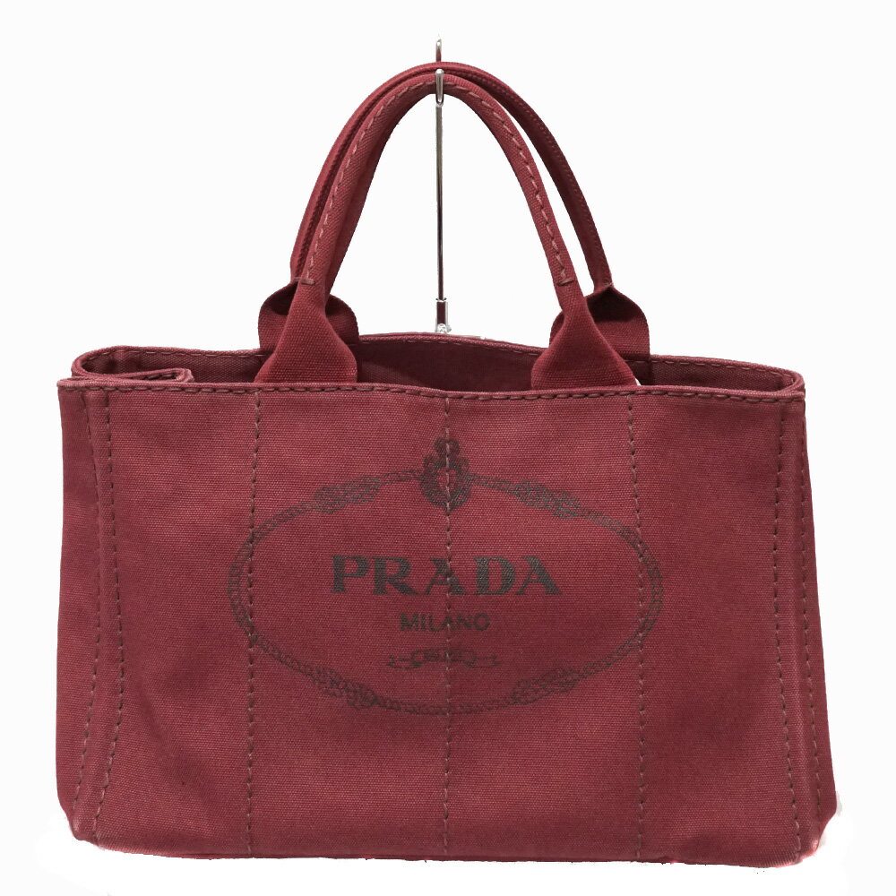 PRADA【プラダ】BN2642 カナパトート ハンドバッグ 赤 ワインレッド ゴールド金具 キャンバス 2WAY ショルダーバッグ かばん 鞄 レディース【中古】USED-6 質屋 かんてい局北名古屋店 n22-3594