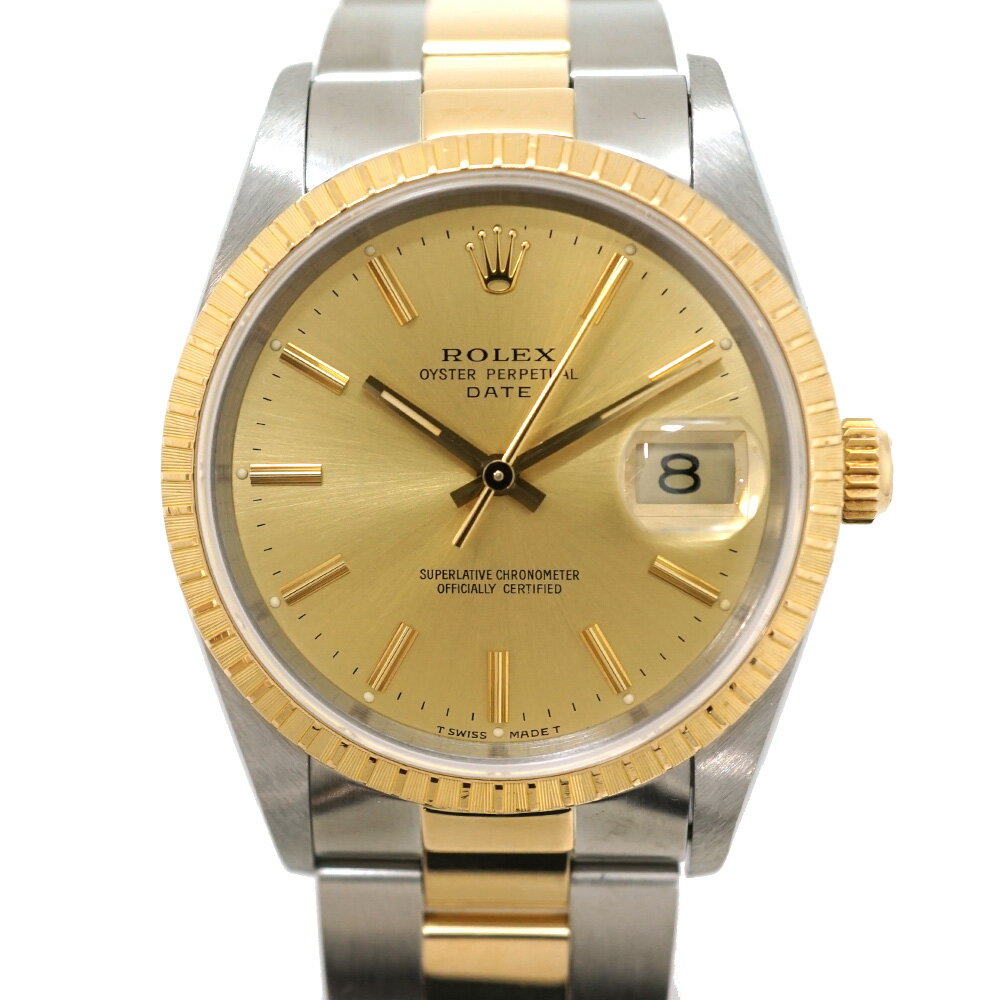 ROLEX【ロレックス】15223　オイスターパーペチュアルデイト E番　1991年頃製造　ステンレス(SS)　ゴールド(K18YG)　コンビ　オイスターブレス　ゴールド文字盤　100m防水　34mm　メンズ 腕時計 自動巻き【中古】USED-9 質屋 かんてい局北名古屋店 n23-1109