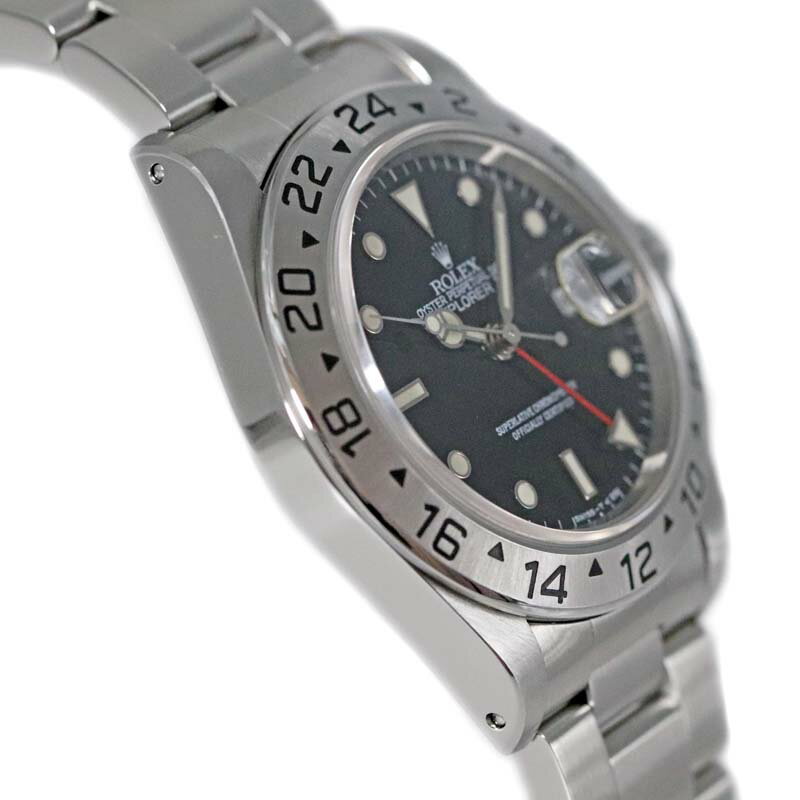 ロレックス Rolex 16570 エクスプローラー2 ブラック オートマチック オールトリチウム シングルバックル GMT デイト メンズ 【中古】