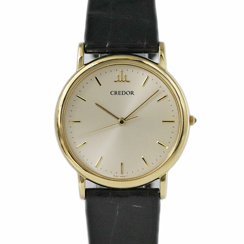 セイコー Seiko GBAR008 8J81-0AC0 クレドール クオーツ K18YG イエロー ゴールド シルバー メンズ 腕時計 【中古】