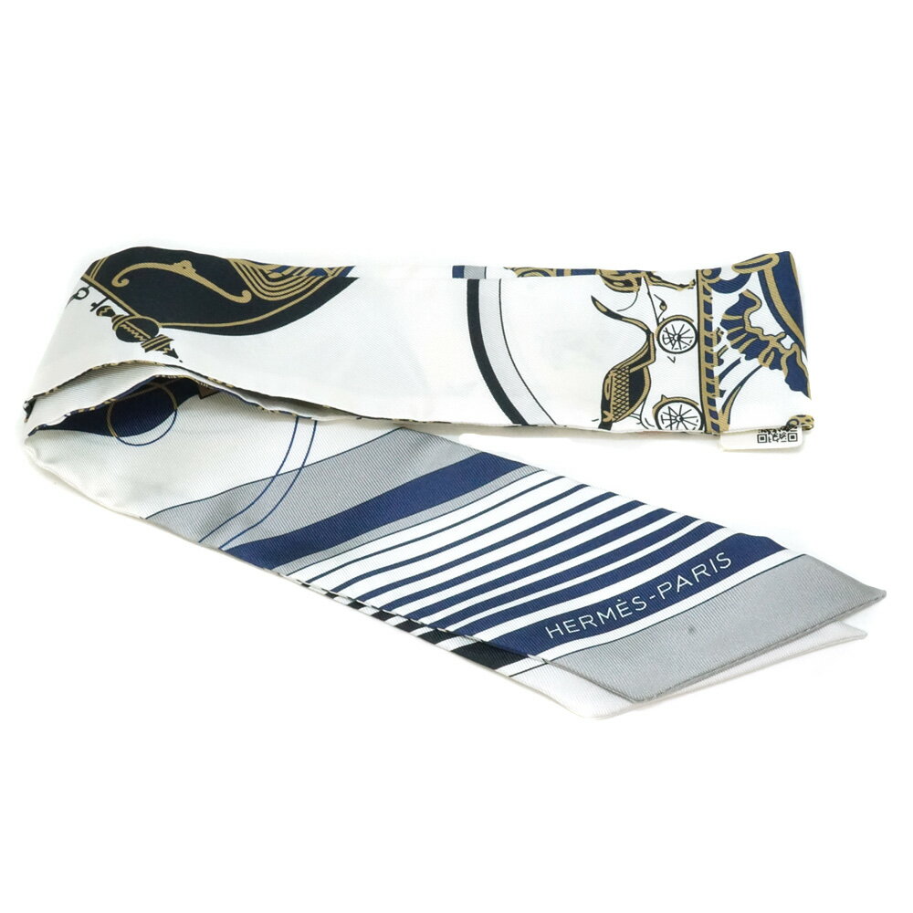 HERMES【エルメス】 063791S EX-LIBRIS ツイリー スカーフ シルク/100％ ブルー系 ホワイト/ブラック/ゴールド等 2021年10月購入 レディース ファッション 小物【中古】 USED-10 美品 質屋 かんてい局北名古屋店 n22-8548のサムネイル