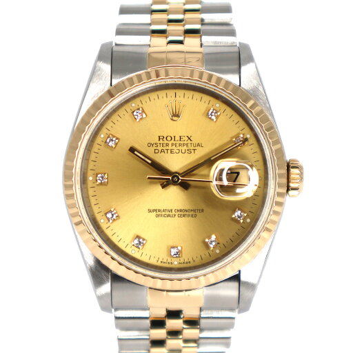 ロレックス Rolex 16233G デイトジャスト シャンパンゴールド 10Pダイヤ 【中古】 ロレックス Rolex 16233G デイトジャスト シャンパンゴールド 10Pダイヤ 【中古】