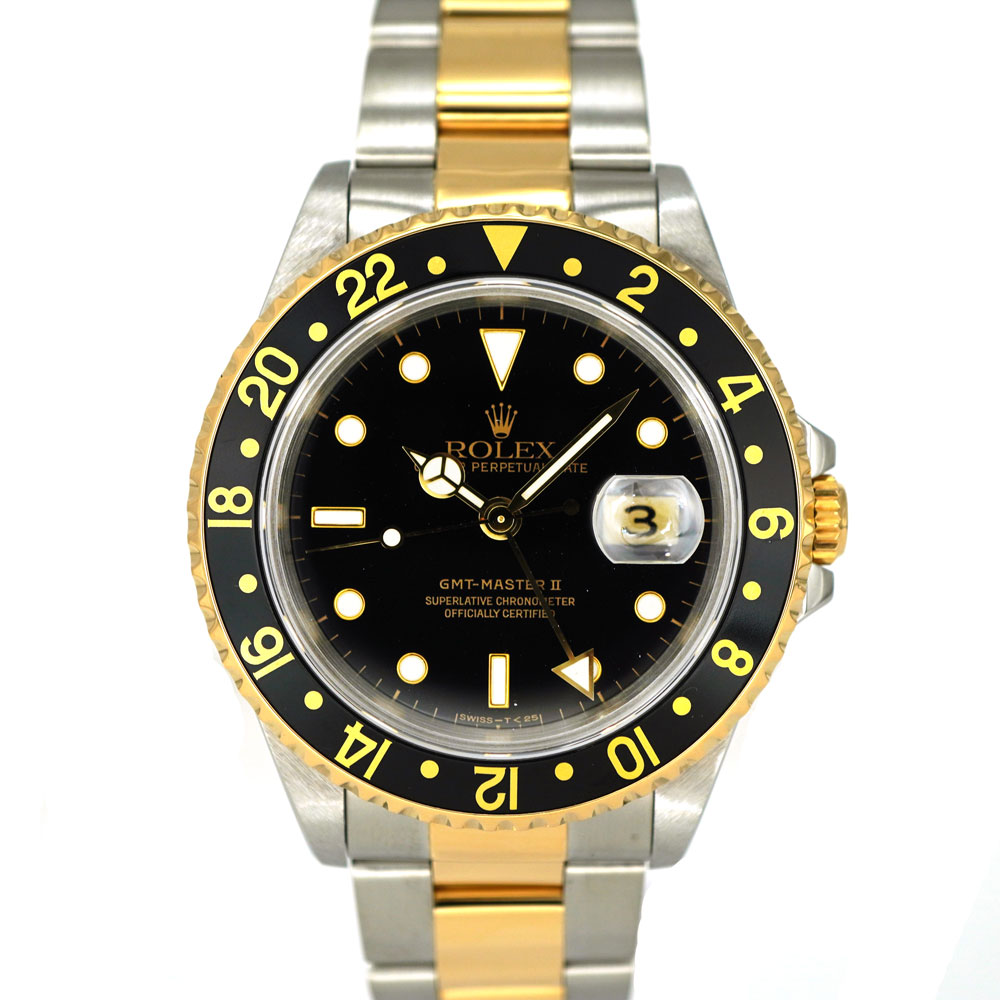 ロレックス Rolex 16713 GMTマスター2 ブラック ゴールド コンビ U番 【中古】