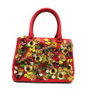 プラダ Prada 1BA905 フローラルアップリケガレリアバッグ レザー 【中古】