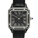 カルティエ Cartier WSSA0046 サントス デュモンLM ブラックラッカー ブラック メンズ レディース レザーベルト 手巻き【中古】