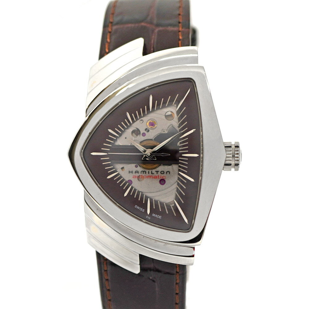 ハミルトン Hamilton H245150 ベンチュラ ブラウン文字盤 レザー メンズ時計【中古】
