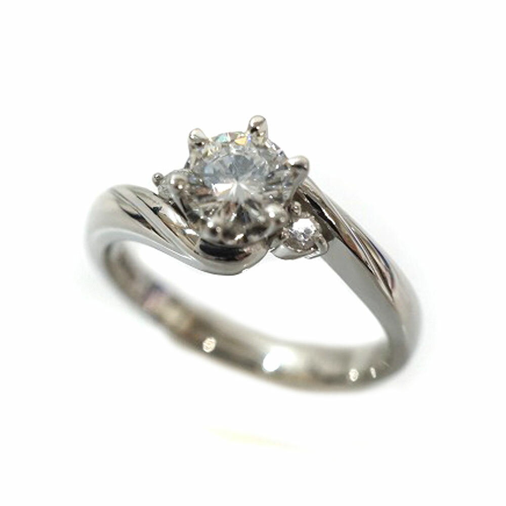 Pt900 プラチナ D0.405ct D0.04ct ダイヤモンド リング 【中古】