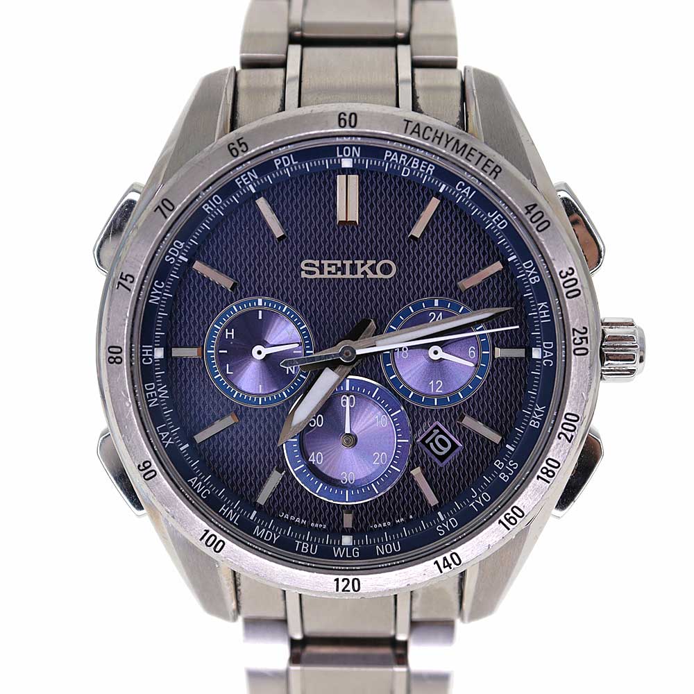 セイコー Seiko SAGA191/8B92-0AB0 ブライツ フライトエキスパート メンズ ソーラー電波 腕時計 ブルー 【中古】