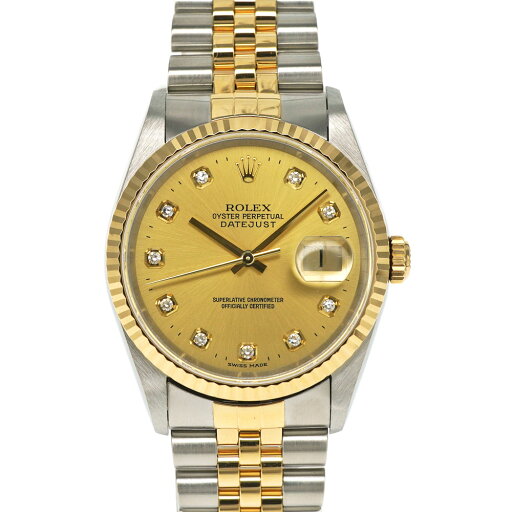 ロレックス Rolex 16233G デイトジャスト ゴールド 10Pダイヤ 腕時計 U番 メンズ【中古】 ロレックス Rolex 16233G デイトジャスト ゴールド 10Pダイヤ 腕時計 U番 メンズ【中古】