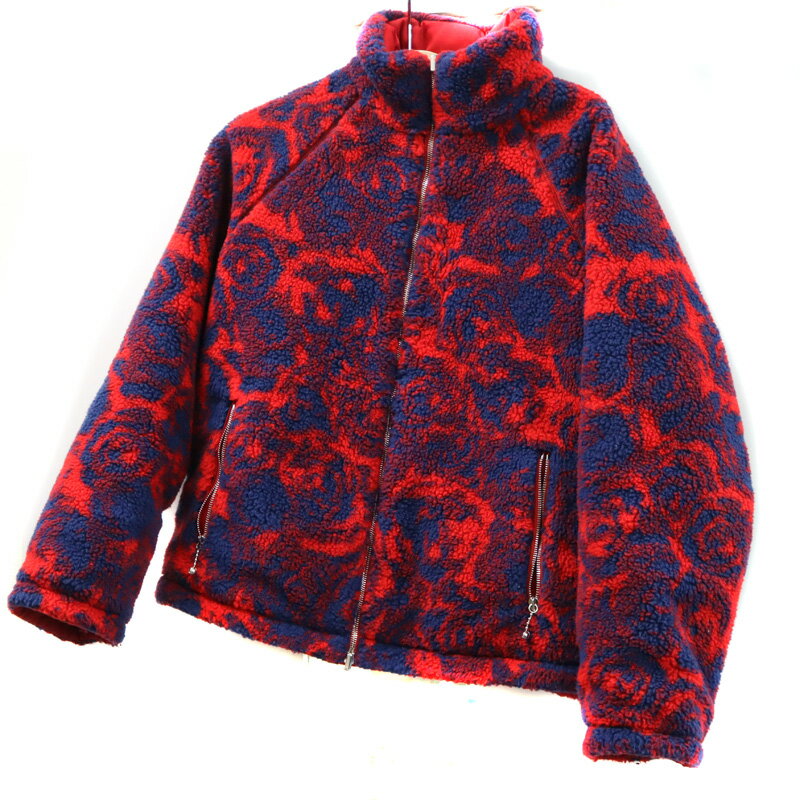 バーバリー Burberry london ボアジャケット アクリル 羊毛 ポリエステル レッド ブルー【中古】