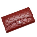 シャネル Chanel A31506 三つ折り財布 ラムスキン レッド【中古】(4)