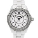 シャネル Chanel H0969 J12 38mm ベゼルダイヤ ホワイト レディース メンズ 腕時計 ユニセックス 【中古】