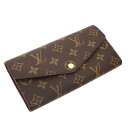 ルイヴィトン Louisvuitton M62234 ポルトフォイユ・サラ フューシャ 赤 【中古】