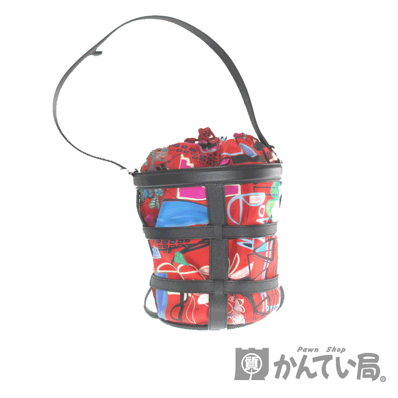 HERMES【エルメス】ミュザルディーヌ　レザー×シルク　マルチカラー系　レディース　筒形　レトロ　ブランド　ショルダーバッグ　【中古】USED-A【8】k19-7476 質屋　かんてい局春日井店のサムネイル