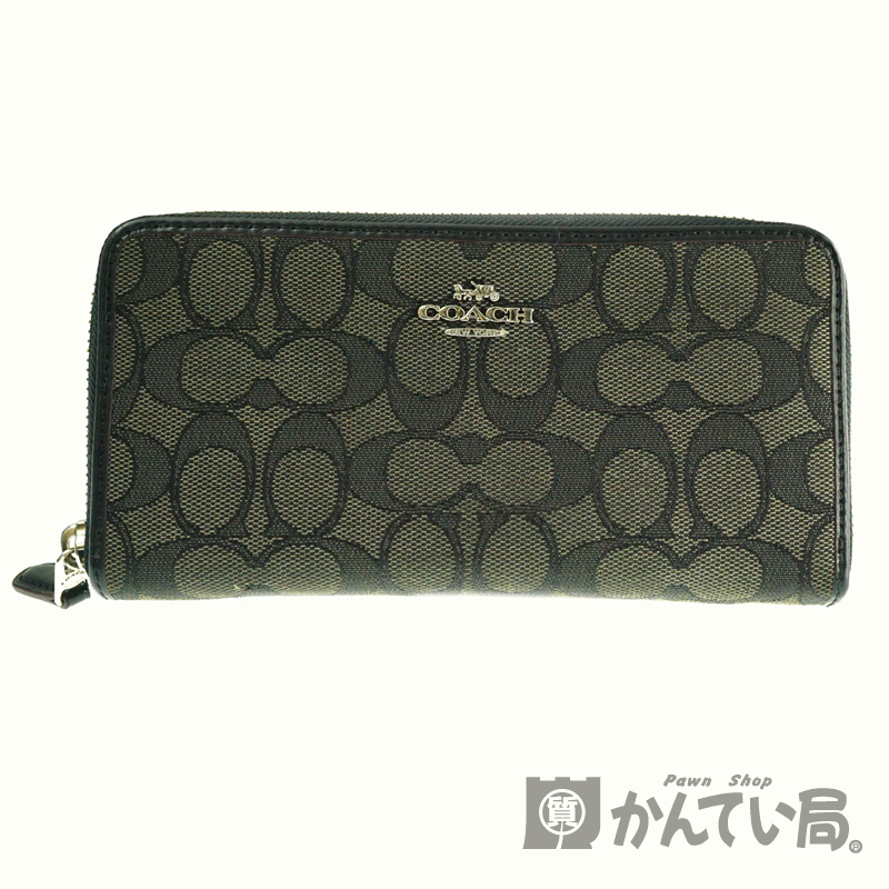 COACH【コーチ】F54633　ラウンドファスナー長財布　キャンバス　ブラック系　ブランド　ファッション　メンズ　レディース　ウォレット　小物【中古】USED-AB【7】k2002219　質屋　かんてい局春日井店