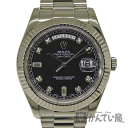 ROLEX【ロレックス】218239A デイデイト2 金無垢 K18 WG(ホワイトゴールド)ランダム 自動巻き メンズ 10Pダイヤ ブラック【中古】質屋 かんてい局茜部店 a2003706