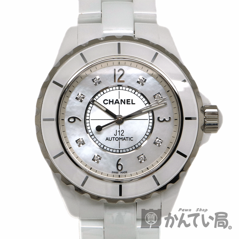 CHANEL【シャネル】H2423 J12 38mm シェル 8Pダイヤ ホワイト 自動巻き 腕時計 ...