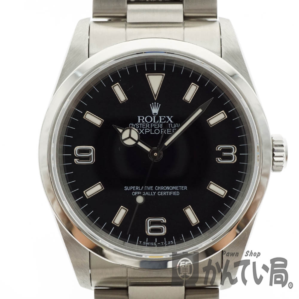 ROLEX【ロレックス】14270　エクスプローラーI　U番/1997〜1998年頃製造　自動巻き　SS　メンズ　ブラック　スポーツモデル　オートマチック　腕時計　USED-SA【9】【中古】　質屋　かんてい局細畑店　h2003436