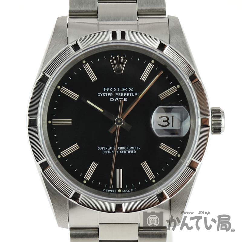 ROLEX【ロレックス】 15210 オイスターパーペチュアルデイト N番 メンズ 腕時計 ブラック ステンレススチール 自動巻き バーインデックス 【メンテンナンス済】 【中古】 質屋 かんてい局小牧店 c20-4872 USED-9