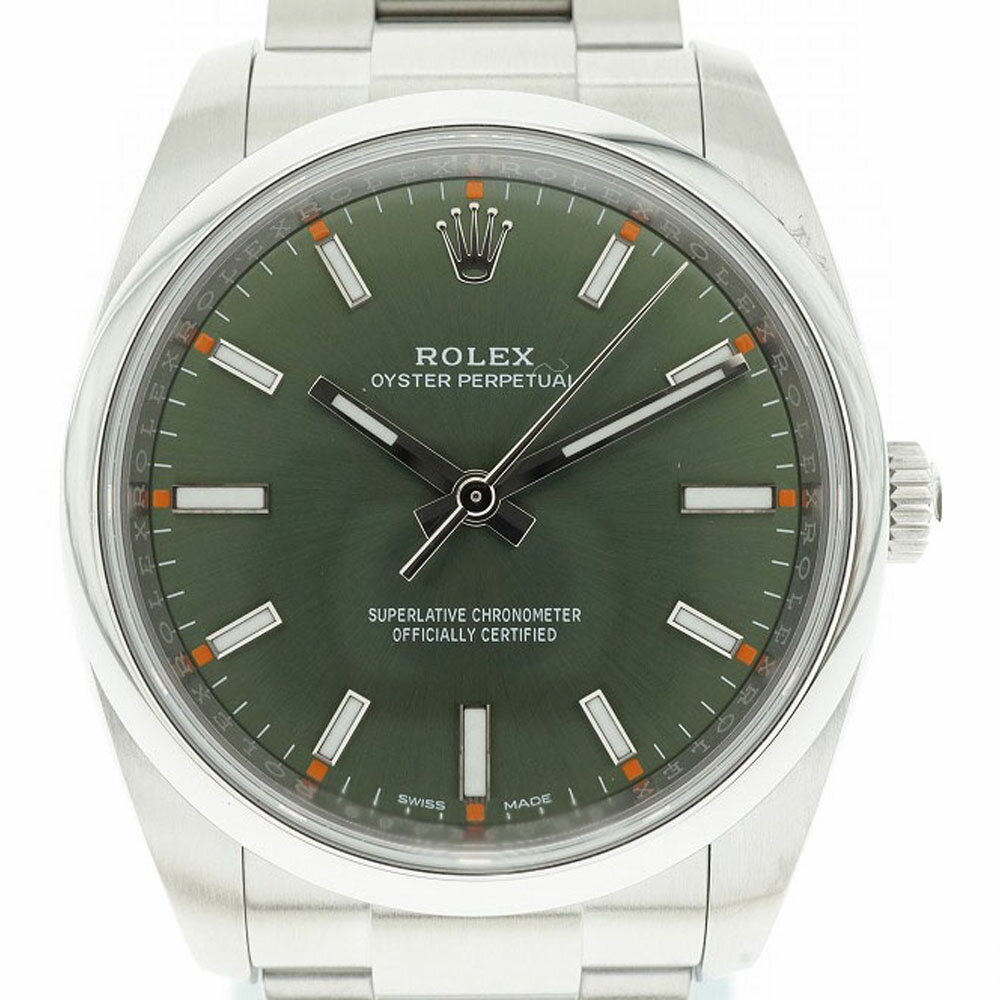 ROLEX【ロレックス】114200 オイスターパーペチュアル34 腕時計 自動巻き オートマチック ユニセックス オリーブグリーン ステンレススチール 2018年購入品 鏡面バックル ランダム番 レア 【中古】USED-9 質屋かんてい局細畑店 h2100056