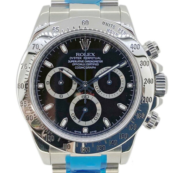ROLEX ロレックス 116520コスモグラフデイトナクロノグラフ黒文字盤ランダム梨地バックル腕時計メンズステンレスメンテ済み