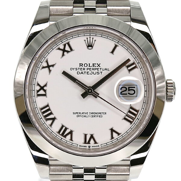 ROLEX ロレックス デイトジャスト411263002021年4月購入ホワイトローマ腕時計メンズ自動巻きステンレスランダム番新