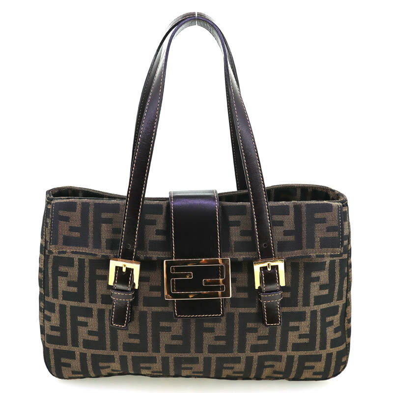 FENDI【フェンディ】ズッカ柄 ハンドバッグ キャンバス×レザー FF レデースバッグ ブラウンカラー ゴールド金具【中古】USED-8 質屋かんてい局大垣店 p21-154のサムネイル