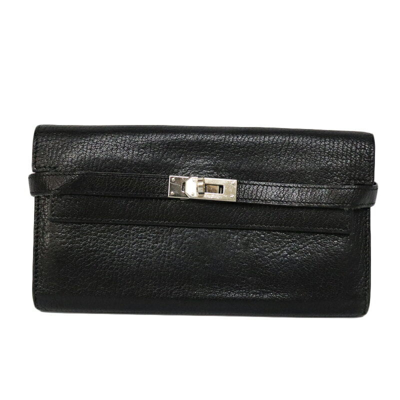 HERMES【エルメス】ケリーウォレット　ブラック　黒　シルバー金具　長財布　レザー　革　【中古】USED-6　質屋　かんてい局小牧店　c21-5259のサムネイル