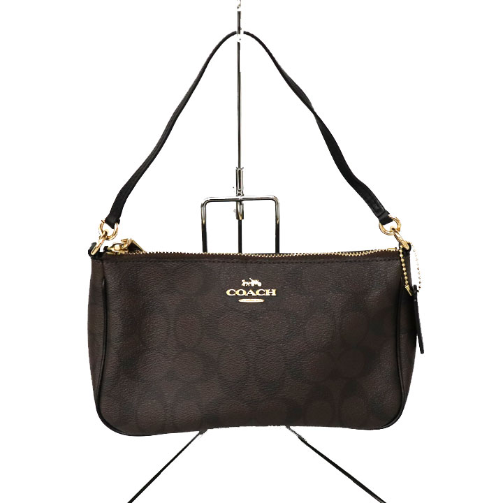COACH【 コーチ】F58321　2WAYバッグ　ショルダー　ハンド　バッグ　シグネチャー　ブラウン　ブラック　PVCキャンバス×レザー　レディース　鞄　ななめ掛け　【中古】USED-7　質屋　かんてい局小牧店　c22-129