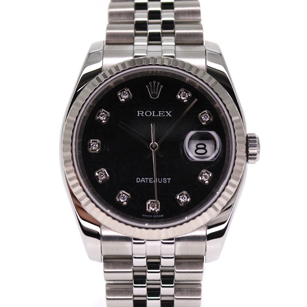 ROLEX【ロレックス】 116234G デイトジャスト コンピューター 2008~2010年製造 ダイヤモンド ブラック 腕時計 メンテナンス済 シルバー ステンレス K18WG 【中古】 USED-9 質屋 かんてい局小牧店 c22-1835