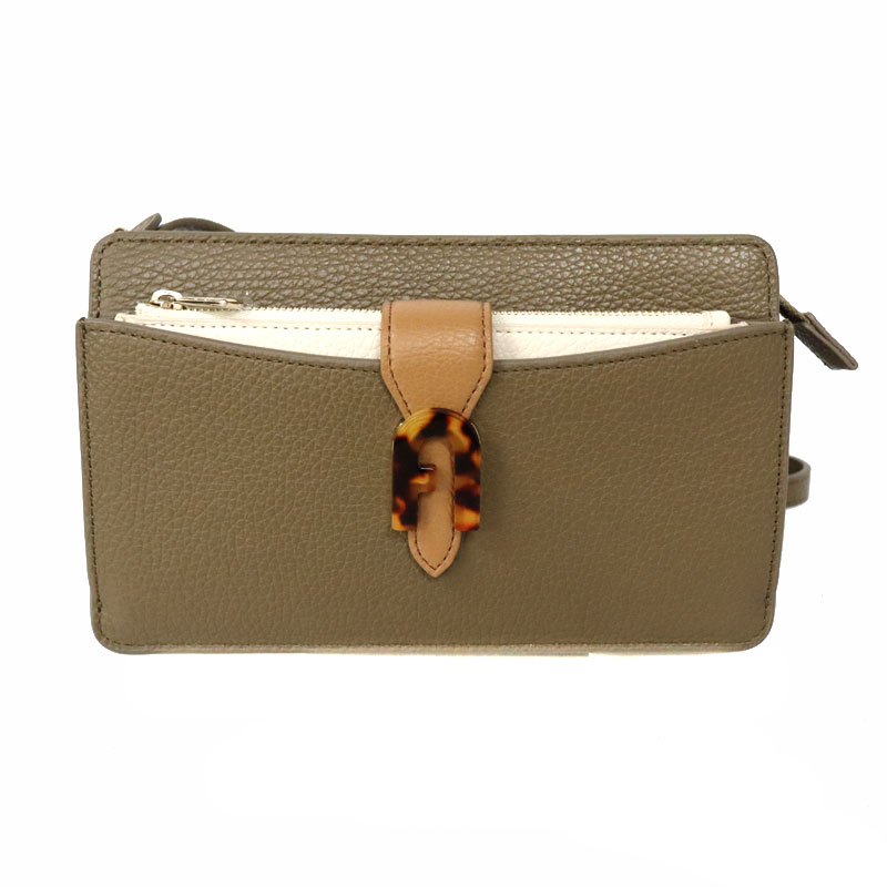 FURLA【フルラ】EBM8PRS　ショルダーウォレット　ダークベージュ系　バッグ　ショルダー　シンプル　レディース　ブランド　ゴールド金具　【中古】USED-7　質屋かんてい局小牧店　c22-2111のサムネイル