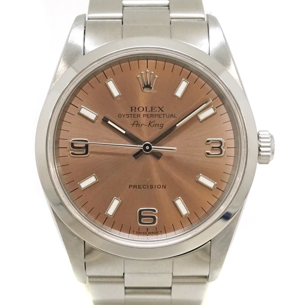 ROLEX【ロレックス】 14000 エアキング SS（ステンレススチール） ピンク文字盤 自動巻き U番 スポーツ メンズ 腕時計 【中古】 USED-9 質屋 かんてい局北名古屋店 n22-4741