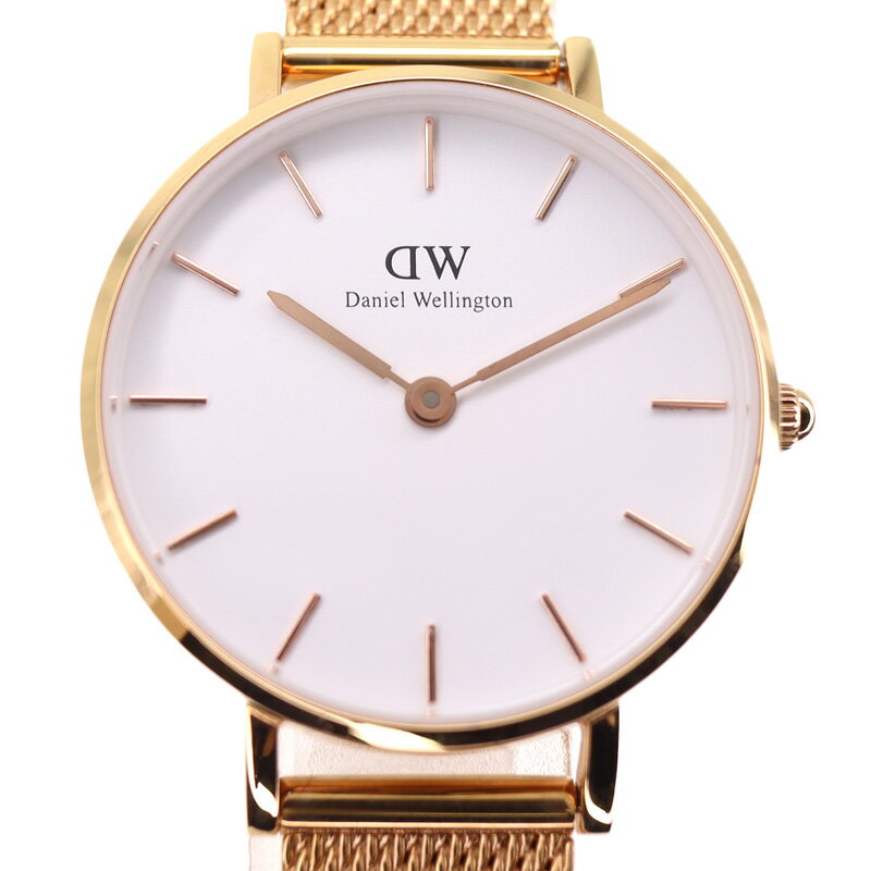 Daniel Wellington【ダニエルウェリントン】PETITE MELROSE DW00100219 クォーツ ホワイト 白文字盤 ピンクゴールド系 メッキ ステンレス メッシュ 電池交換済 レディース 腕時計 クラシック【中古】USED-6 質屋 かんてい局小牧店 c22-5276