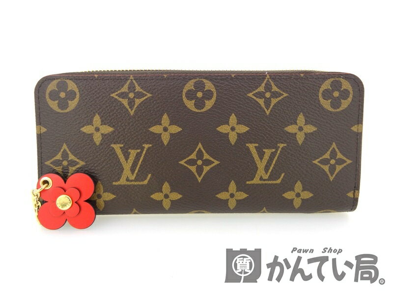 LOUIS VUITTON【ルイ・ヴィトン】モノグラム・ブルーミング フラワー ポルトフォイユ・クレマンス ラウンドファスナー長財布 レッド M62941 【中古】USED-8 質屋かんてい局買取専門店 p174-178