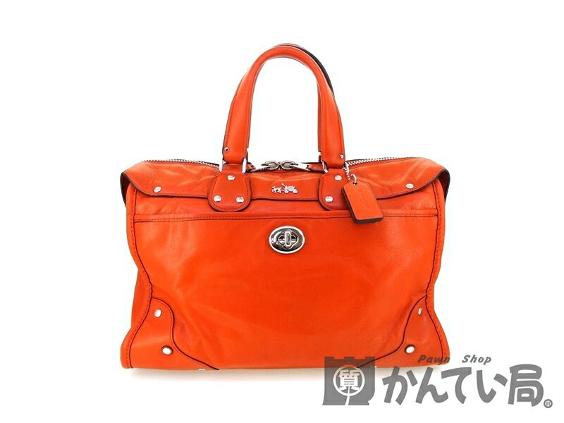 COACH【コーチ】サッチェル 2wayボストンバッグ オレンジ系 レザー【中古】USED-9 A かんてい局買取専門店 p240-117