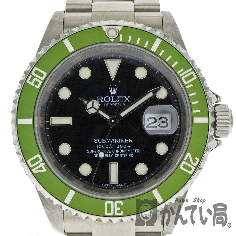 ROLEX【ロレックス】　16610LV　サブマリーナデイト　M番　自動巻き　メンズ　SS　グリーン　スポーツモデル　オートマ　腕時計　USED-8【中古】　質屋　かんてい局細畑店　h2003729