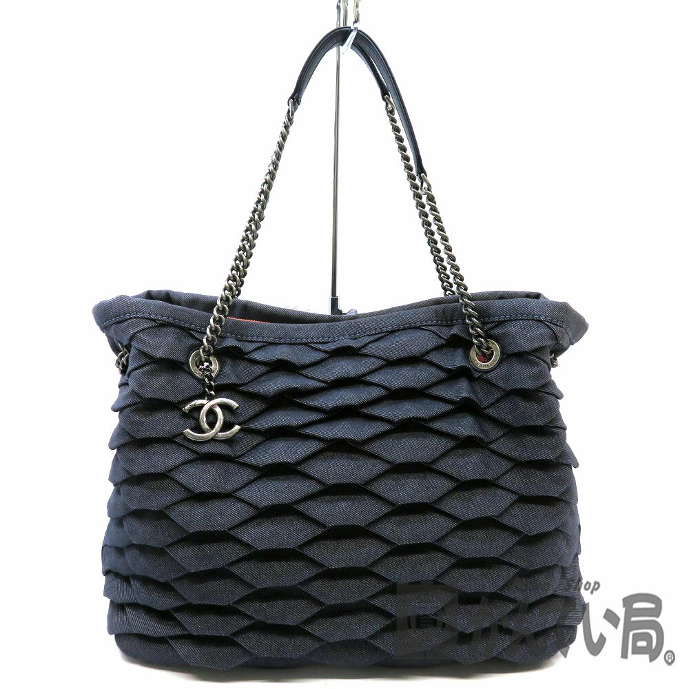 CHANEL【シャネル】デニムチェーントートバッグ ブルー系 レディース ヴィンテージ風金具 【中古 ...