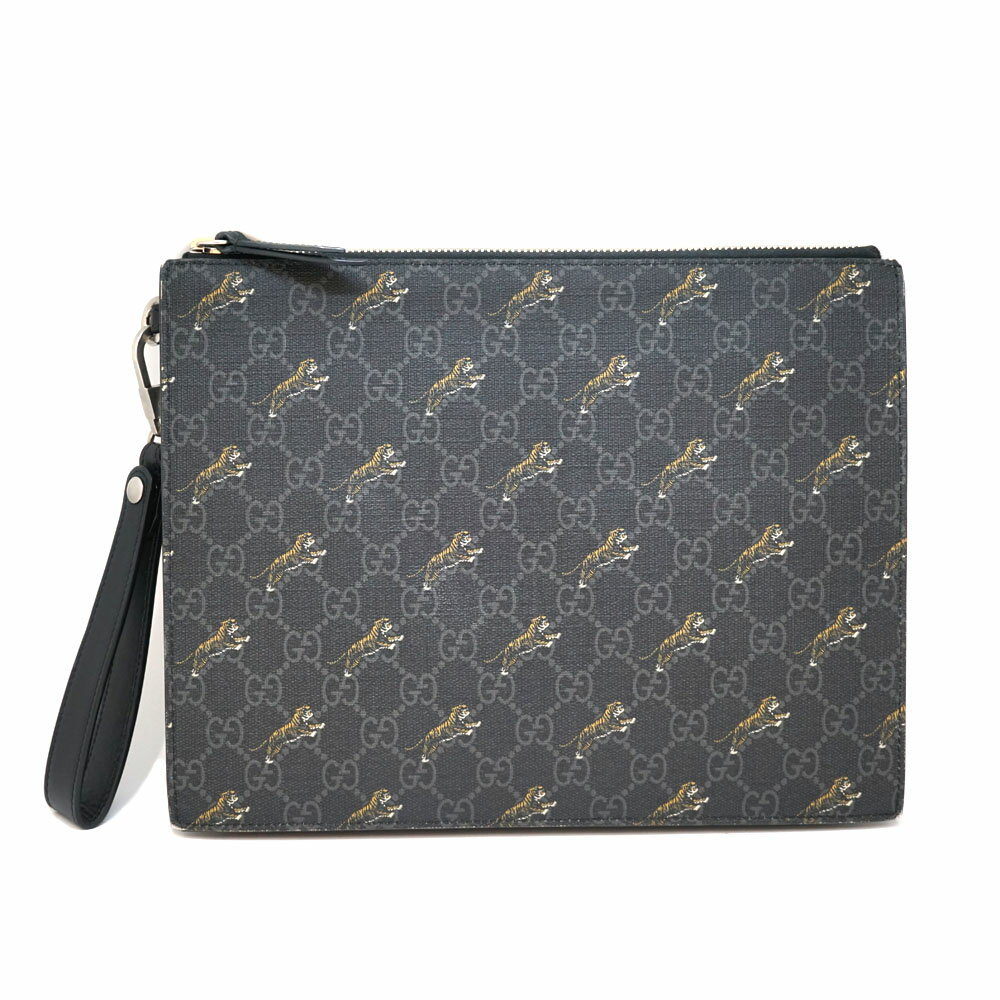 グッチ Gucci 575136 GGスプリーム クラッチバッグ タイガープリント【中古】