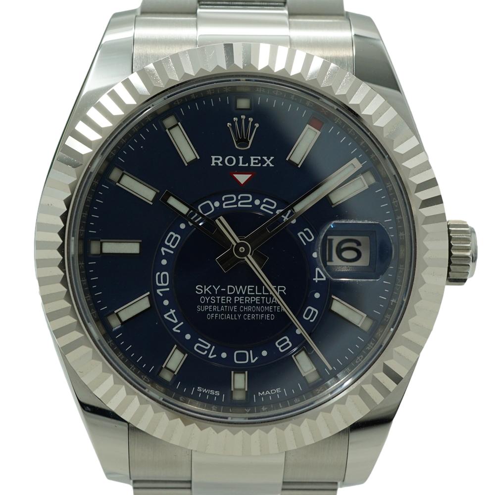 【希少モデル】ROLEX 326934 スカイドゥエラー 青文字盤 2020年6月 ランダム 旧ギャラ SS/WG 多機能メンズ腕時計 コンプリケーションモデル 【中古】かんてい局上水前寺店【楽ギフ_包装選択】k22-803