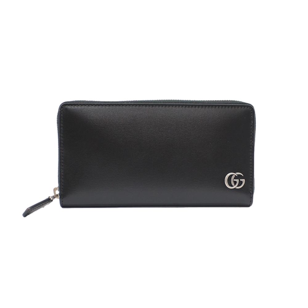 【美品】GUCCI GGマーモント ジップアラウンド ウォレットブラックレザー GUCCI グッチ GGマーモントレザージップアラウンドウォレット