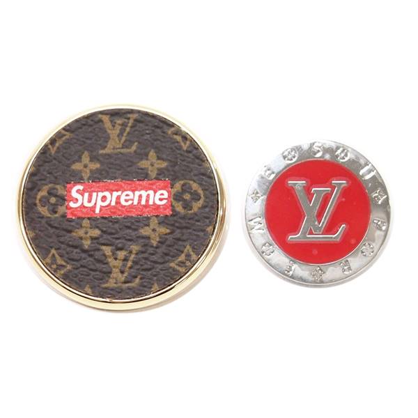 【中古】LOUIS VUITTON MP2076 シュプリーム SUPREME コラボ ブローチ モノグラム コクリコ セット シティバッジ 17AW ラウンド ピンバッジ ブローチ メタル ブランド ルイヴィトン メンズ USED-A●