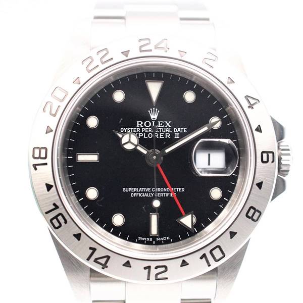 【中古】ROLEX 16570 エクスプローラーII 機械式自動巻き 日付表示 黒文字盤 P番 2000年頃 ロレックス メンズ ブランド 腕時計 USED-A wtc●