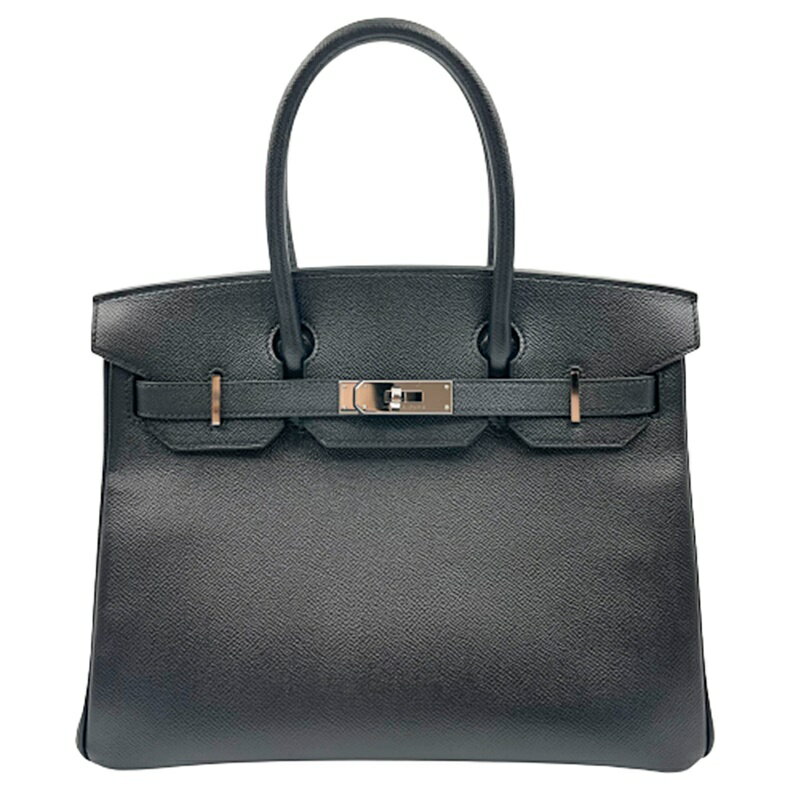 【中古】HERMES バーキン30 エプソン ブラック 黒 シルバー金具 T刻印 エルメス レディース ハンドバッグ トートバッグ レザー 鞄 バーキン 30 箱・保存袋 USED-A